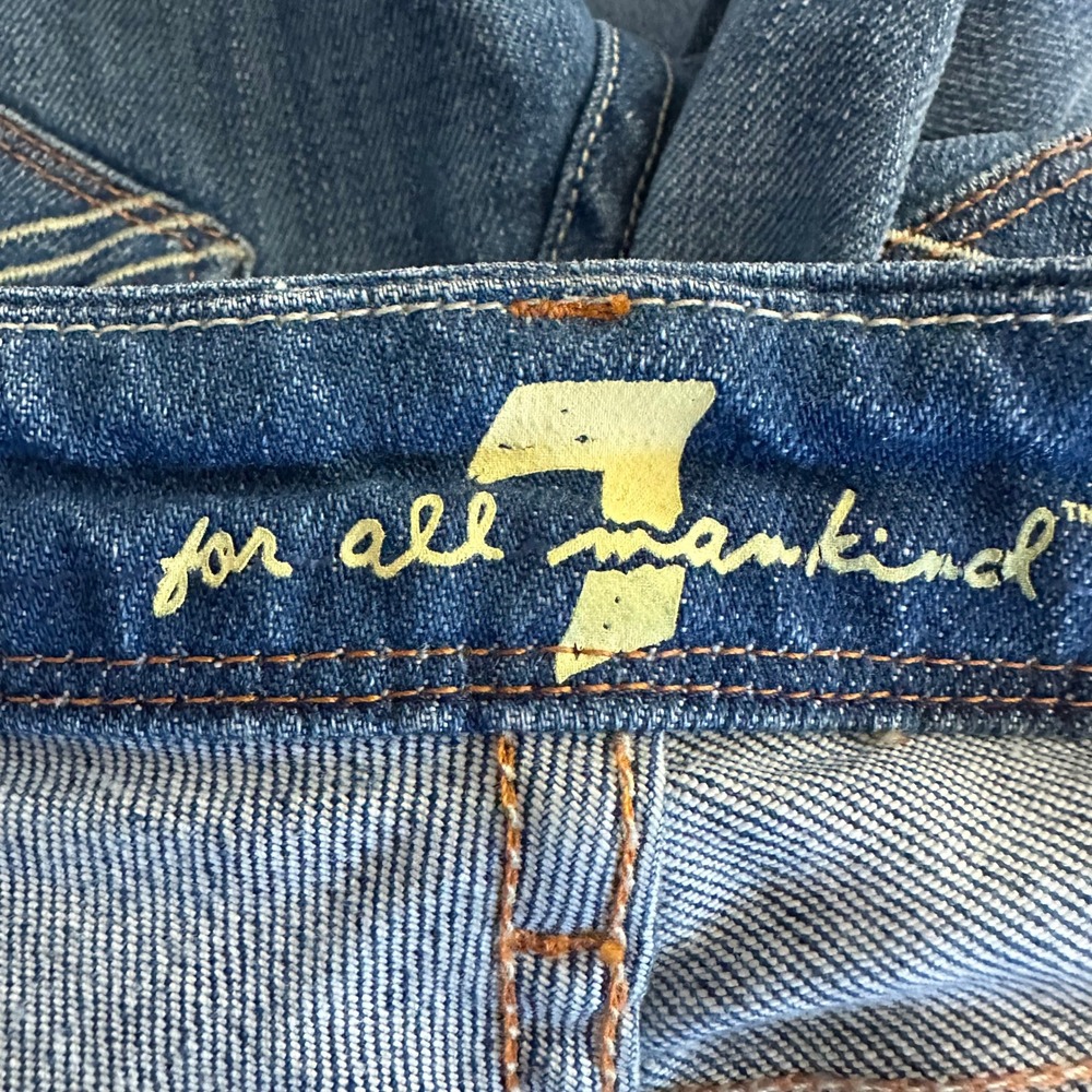7 For All Mankind Blue Wide Leg Jeans - Picture 9 of 14